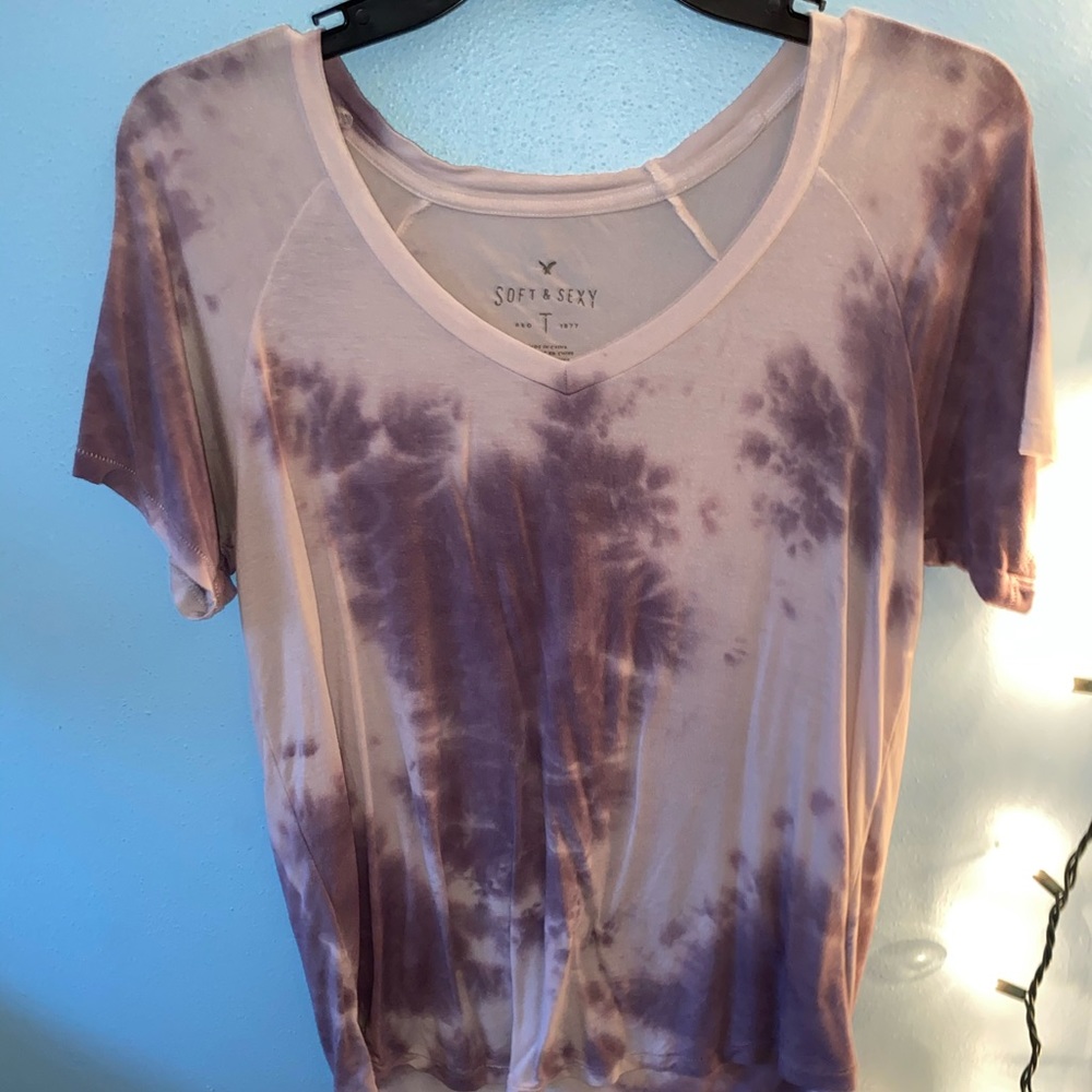 Purple and white tie die AEO t-shirt